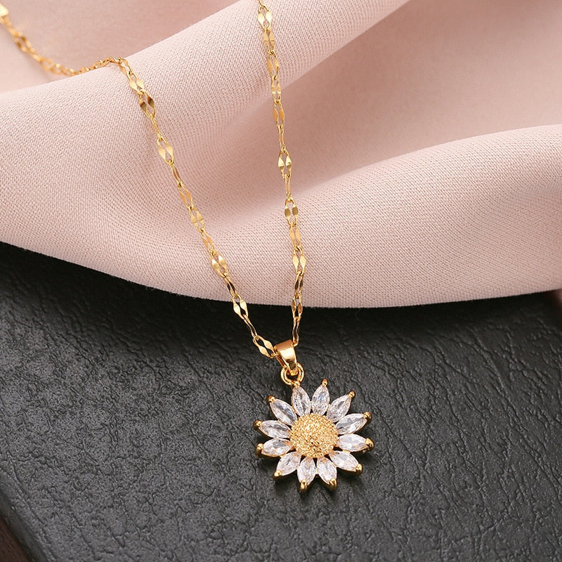 S925 Crystal Flower Fidget Necklace