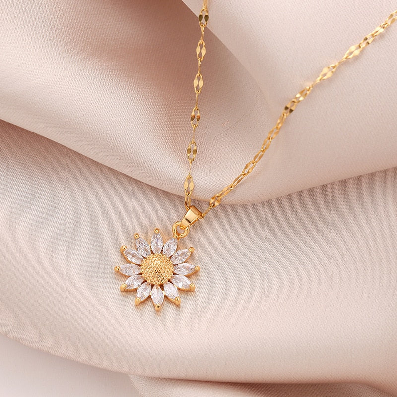 S925 Crystal Flower Fidget Necklace