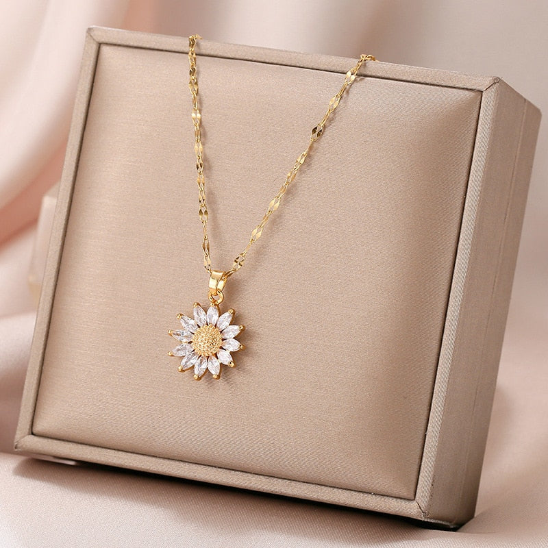 S925 Crystal Flower Fidget Necklace