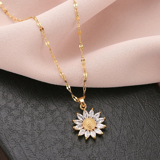 S925 Crystal Flower Fidget Necklace