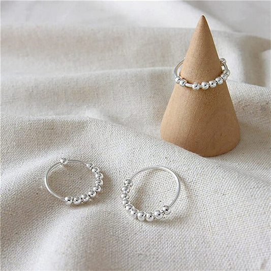 Sterling Silver 10 Bead Ring - Prevent Nail Biting